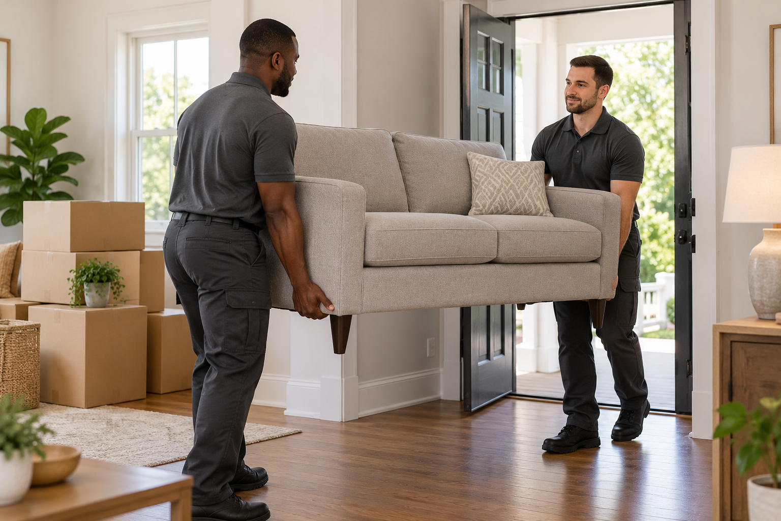 Furniture being moved carefully