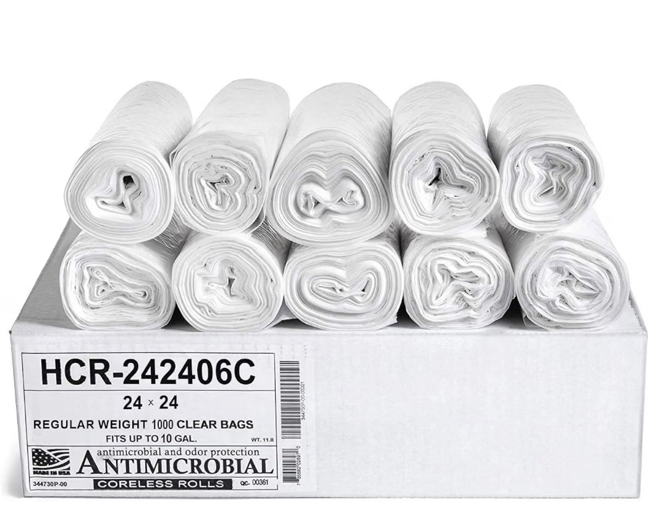 10-gallon clear trash bags